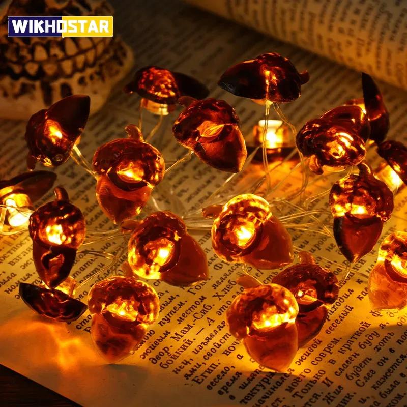 30 LEDs Acorn String Lights Thanksgiving Decorations 9.8ft Fall Lights Forest Decor Fairy Decorative Lights Battery Powered for