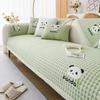 Summer Panda Head Embroidered Ice Silk Sofa Mat Anti Slip Modern Minimalist Seat Cushion Armrest Combination Covers