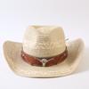 Beliebter europäischer und amerikanischer klassischer Strohgeflecht Western-Cowboyhut für Herren und Damen Outdoor-Mode OL-Stil Geflochtener Zylinder