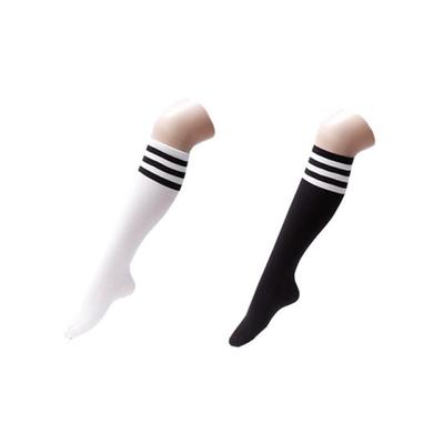 knee002_Three-stripe Plain Knee Socks
