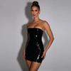 2024 Jesień/Zima Błyszcząca Seksowna Sukienka Tube Top z Odkrytymi Plecami dla Kobiet - Styl Europejski i Amerykański