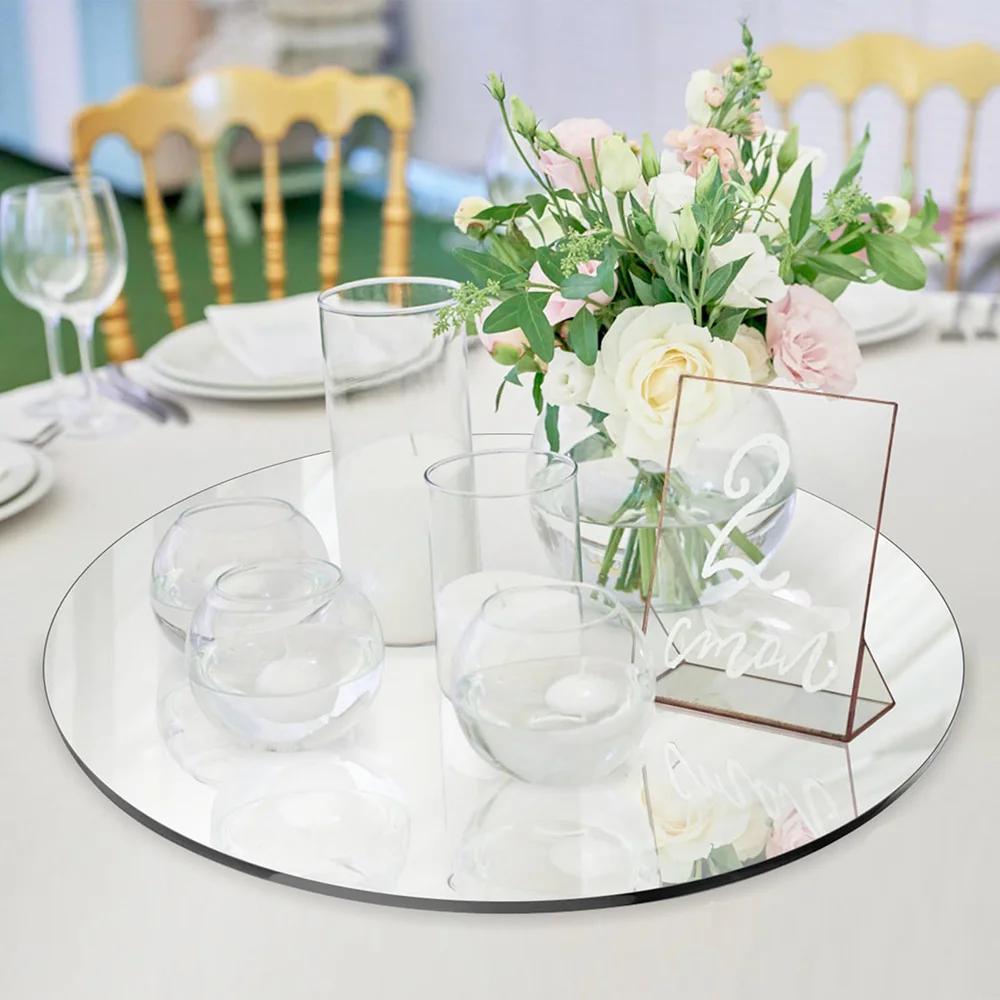 Runtow 6pcs 10/20/30cm Acrylic Round Mirrors For Wedding Centerpieces Table Decor ,Baby Shower Birthday Party Table Decor