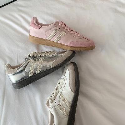 Su Yinyin Retro Spitze-Besetzte Echtes Leder Damen Freizeit-Sportschuhe
