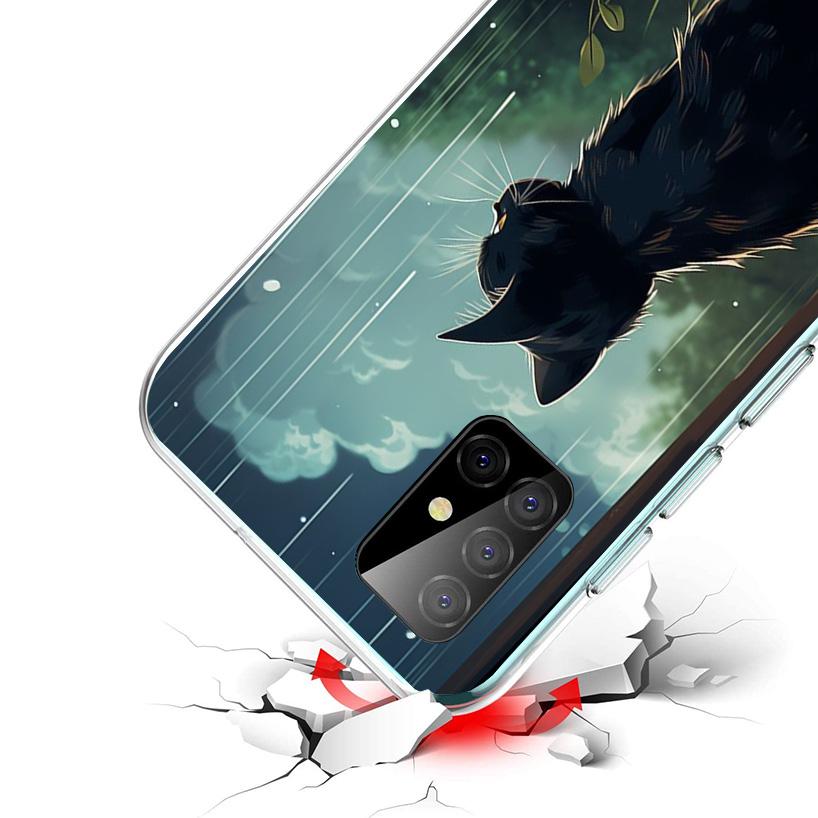 Anime Cat Rain Animal Phone Case For Samsung Galaxy A52 A32 A22 A12 A02S A50S A30S A51 A31 AA71 Note 20 Ultra 10 S10 Plus Galaxy