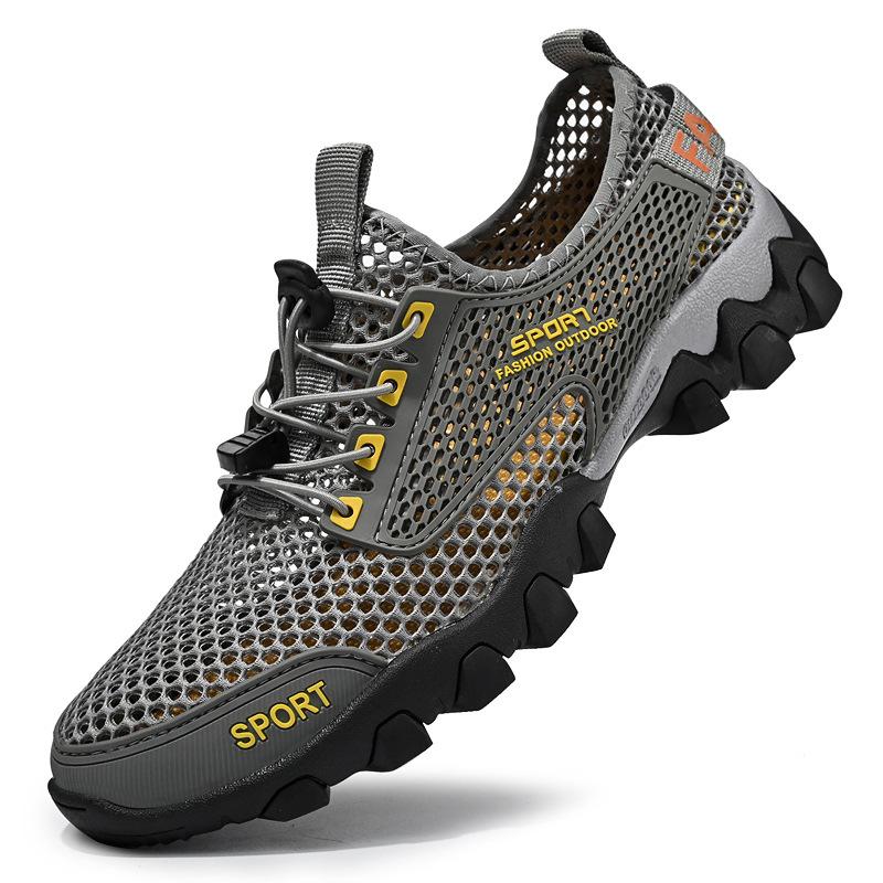 

2025 Баотоу дырявые туфли мужские туфли лето обувь для ручья популярная уличная спортивная сетчатая пляжная повседневная обувь 46
