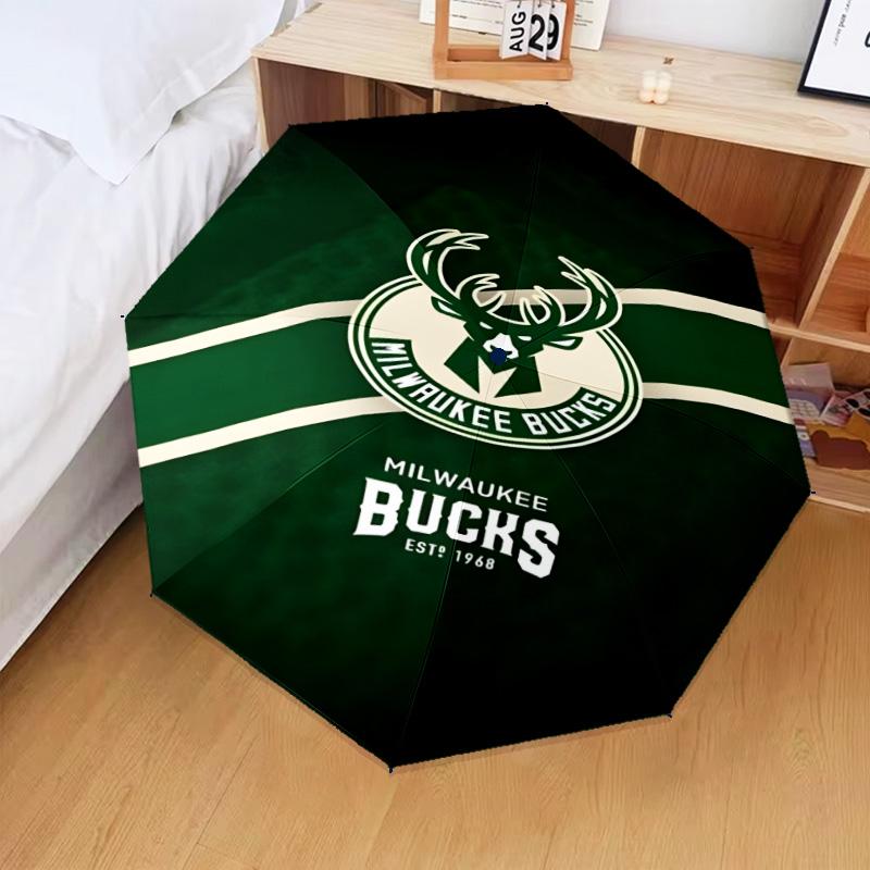 Bucks Team Logo Artwork Umbrella Folding Umbrella, Automatic Umbrella 8-Frame for Travel, Camping Use Gift for Halloween Christmas