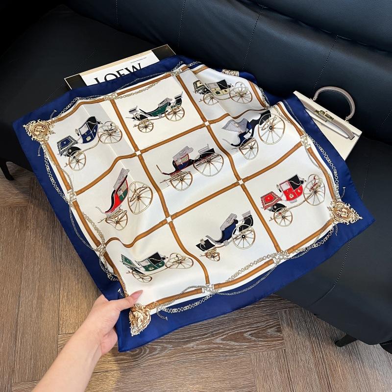 Silk scarf 71 * 71 imitation silk square scarf Korean atmosphere neck silk scarf flower pattern flower polka dot scarf