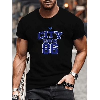 Europäische Größen CITY CREW 86 Amerikanischer Streetstyle, Leichtes Rundhals-Kurzarm, Neuheiten im Frühling, Herrenmode