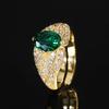 Bijou Fond Cuivre Plaqué Or Corindon de Simulation Tempérament Forme d'Œuf Bague Dorée Femme 7 * 9