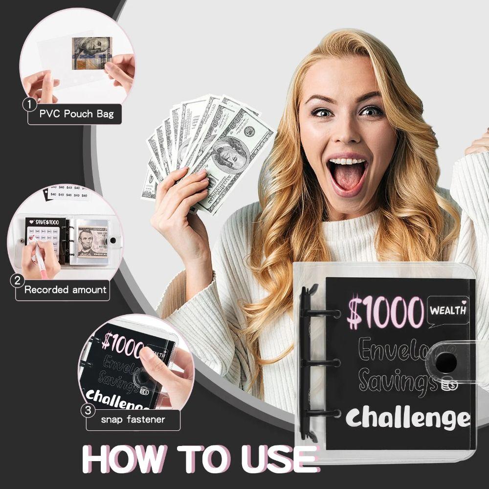 PVC Savings Challenges Book Mini Envelope Savings Challenge Easy To Use Money Saving Binder Kids