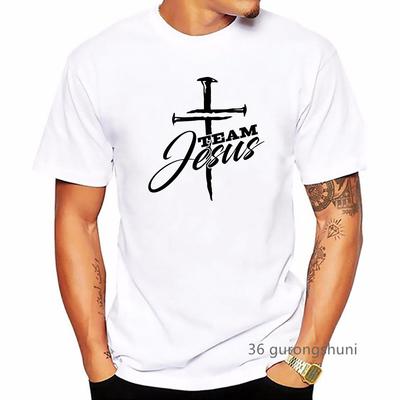 Team Jesus Grafik Bedrucktes T-Shirt Herrenbekleidung Sommer Kurzarm Weiß Schwarz T-Shirt Homme Harajuku Shirt Großhandel