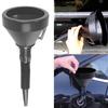 1 Pcs 2 In 1 Black Plastic Oil Funnel With Large Diameter For Engine Oil Fuel Additive Cars Plastic Extended Spout Funnel