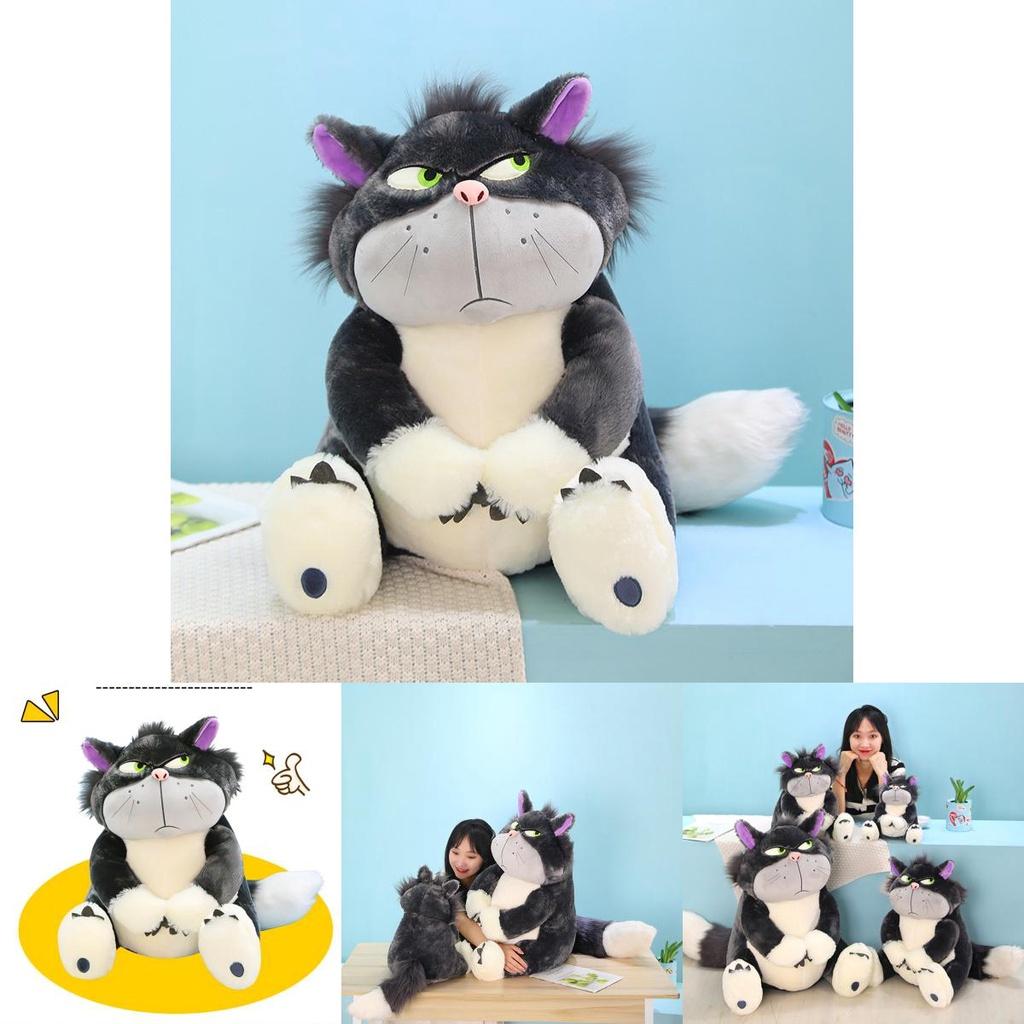 Cute Grey Short Plush Lucife Cat Doll Stuffed Animal Toy For Teenagers 30/45/60/80cm