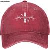Kayak Heartbeat Hats Funny Dad Hat Adjustable Vintage for Unisex Women Baseball Cap Black