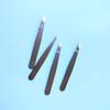 Black Stainless Steel Flat Bevel Eyebrow Tweezers for Precision Hair Removal