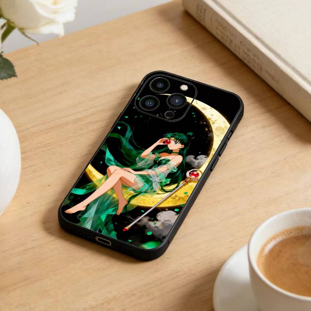 Cartoon F-Sailor M-Moons Phone Case For iPhone 17 16 15 14 13 12 Max Plus Silicone Black Cover