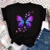 Colorful Butterfly Petal Print Short New Fashion Unisex Tshirt Sleeve And Round Neck Cute Graphic Tee Shirts Female Tops Clothin