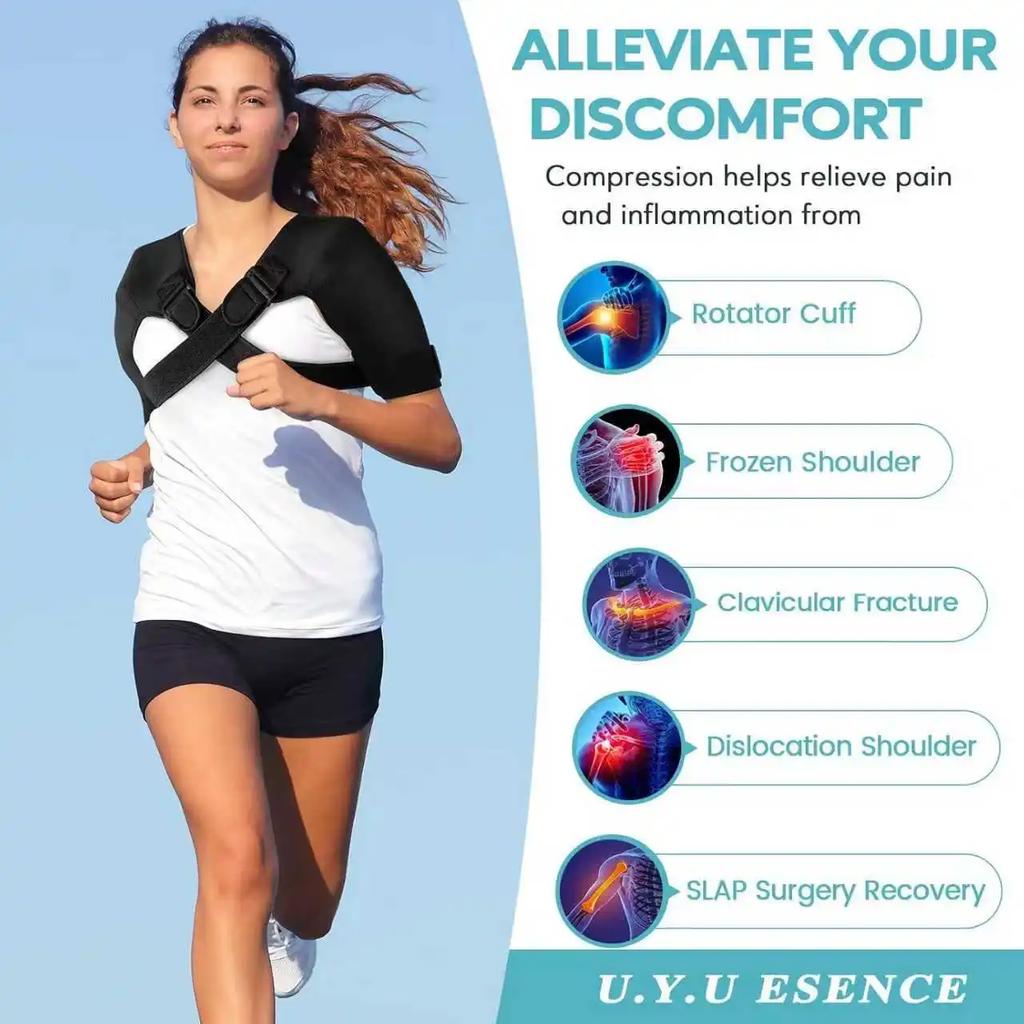 Durable And Safe Double Shoulder Warm Compression Sleeve Wrap Recovery Office Home Knit Cashmere Guard For Rotator Cuff Shoulder Chronic Tendonit