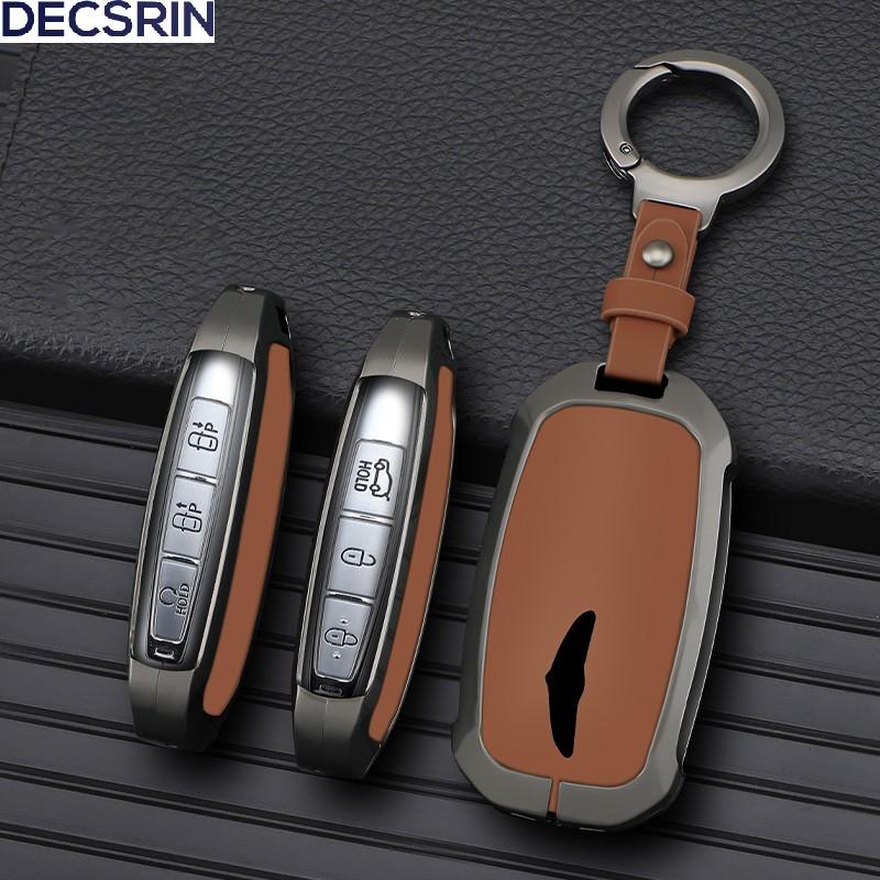 New Zinc Alloy+Leather Car Key Case Cover Shell Fob For Genesis G80 G70 G90 G90Rs4 Gv60 Gv80 Car Accesories
