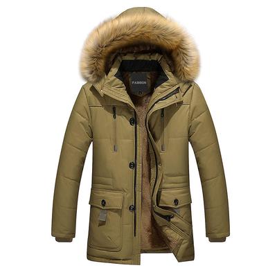 Winter Men's Cotton-padded Coat Medium and Long Coat Men's Thickened Hooded Large Size