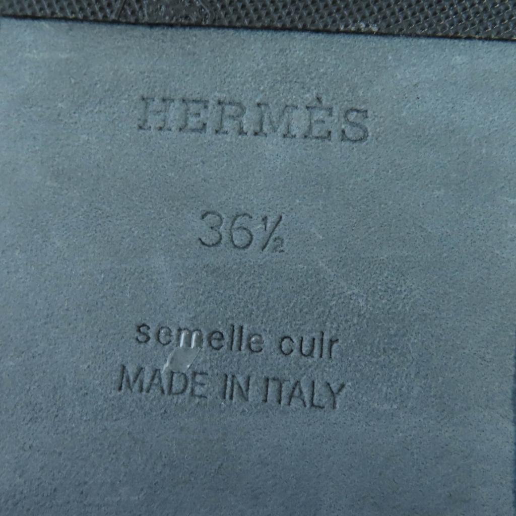 Hermes Sandals Frog Chaine d'Ancre Leather Flats Black Leather Women 36.5 Used