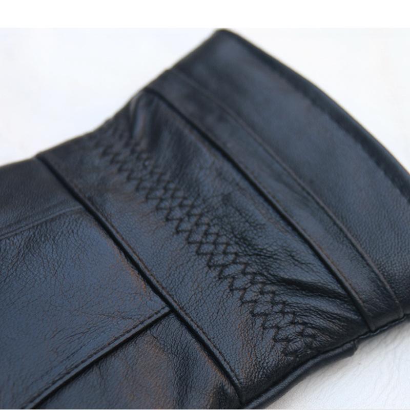 Winter Men's Velvet Thickened Real Sheepskin Thermal Gloves, Riding and Driving Motorcycle Fashion Leather Gloves