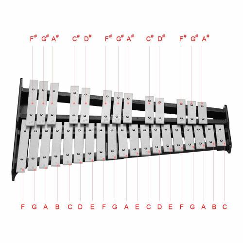 32-Note Xylophone, Educational Glockenspiel with Wooden Base, Solid Aluminum Bars, Mallets, Percussion Instrument with Carrying Bag for Kids and Adult