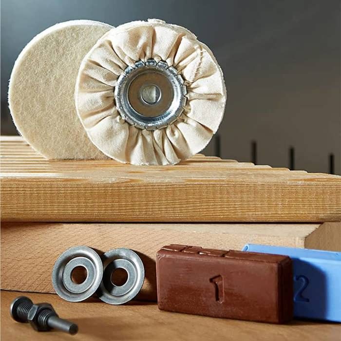 Polishing Kit - Wolfcraft - 2178000 - 5 Tools - Felt Disc - Cotton Disc