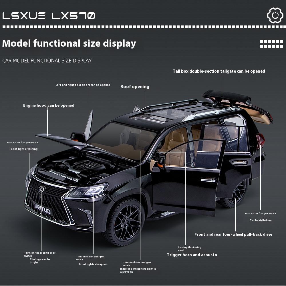 Stor 1/18 Skala Lexus LX570 Offroad SUV Metalllegering Støpt Bilmodell Kjøretøy Dekorative Trendy Ornamenter for Venn Gave Bursdag