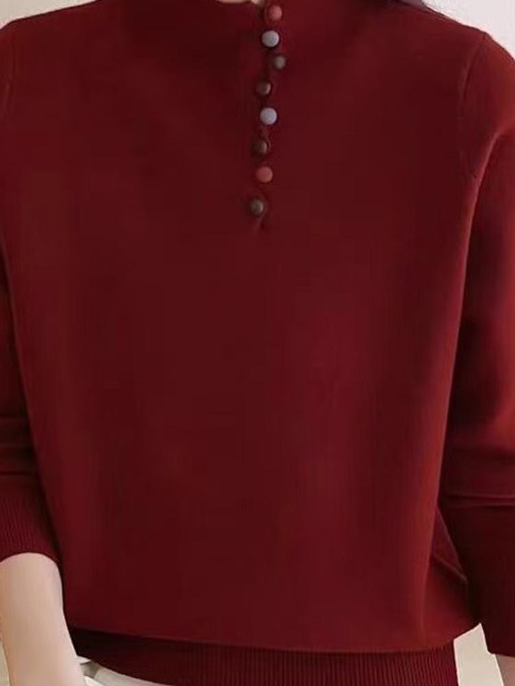 Plus Size Women's Sweater: Half High Neck, Ideal for Spring, Autumn, Winter – Versatile Knitted Layer for Belly Coverage
