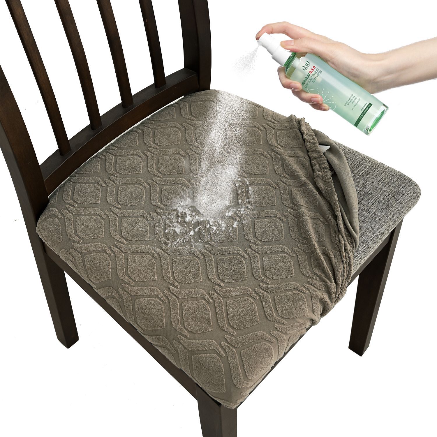 

Jacquard Seat Cover Home Stain-Resistant Dustproof Pet-Proof Elastic Chair Cover Solid Color Circular Pattern Chair Protector 1 piece