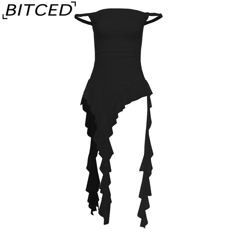 BITCED Spring Women's Solid-Colour Slim-Fit Streetwear Off-the-Shoulder Sleeveless Backless Top