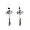 New Chinese Retro Chinese Style Fan-shaped Tassel Earrings Temperament Earrings New High-end Personalized Temperament Earrings