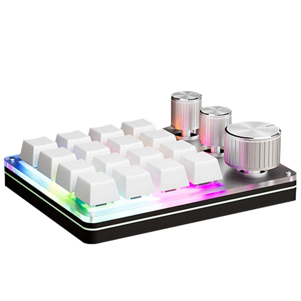 16 Keys 3 Knobs Programmable Macro Keyboard Type-C Wired/Bluetooth-Compatible Macro Pad LED Backlight Macro Keyboard for Gaming