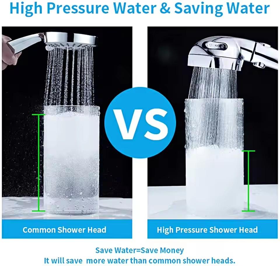New High Pressure 3 Modes Adjustable Shower Head One Key Stop Water Saving Sprayer Rainfall Bath Showerhead Bathroom Accessories