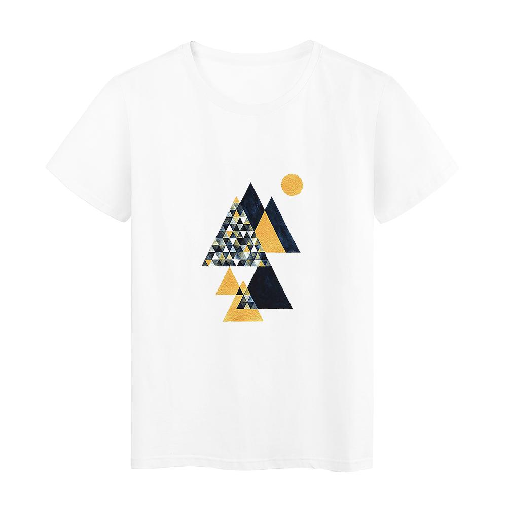 Aesthetic Geometry Graphic Harajuku Tshirts Fashion Simplicity Art Women T Shirt Casual Round Neck T Shirts