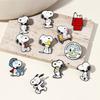 Adorable White Cartoon Puppy Brooch - Cute Japanese Style Metal Badge Accessory for Bags