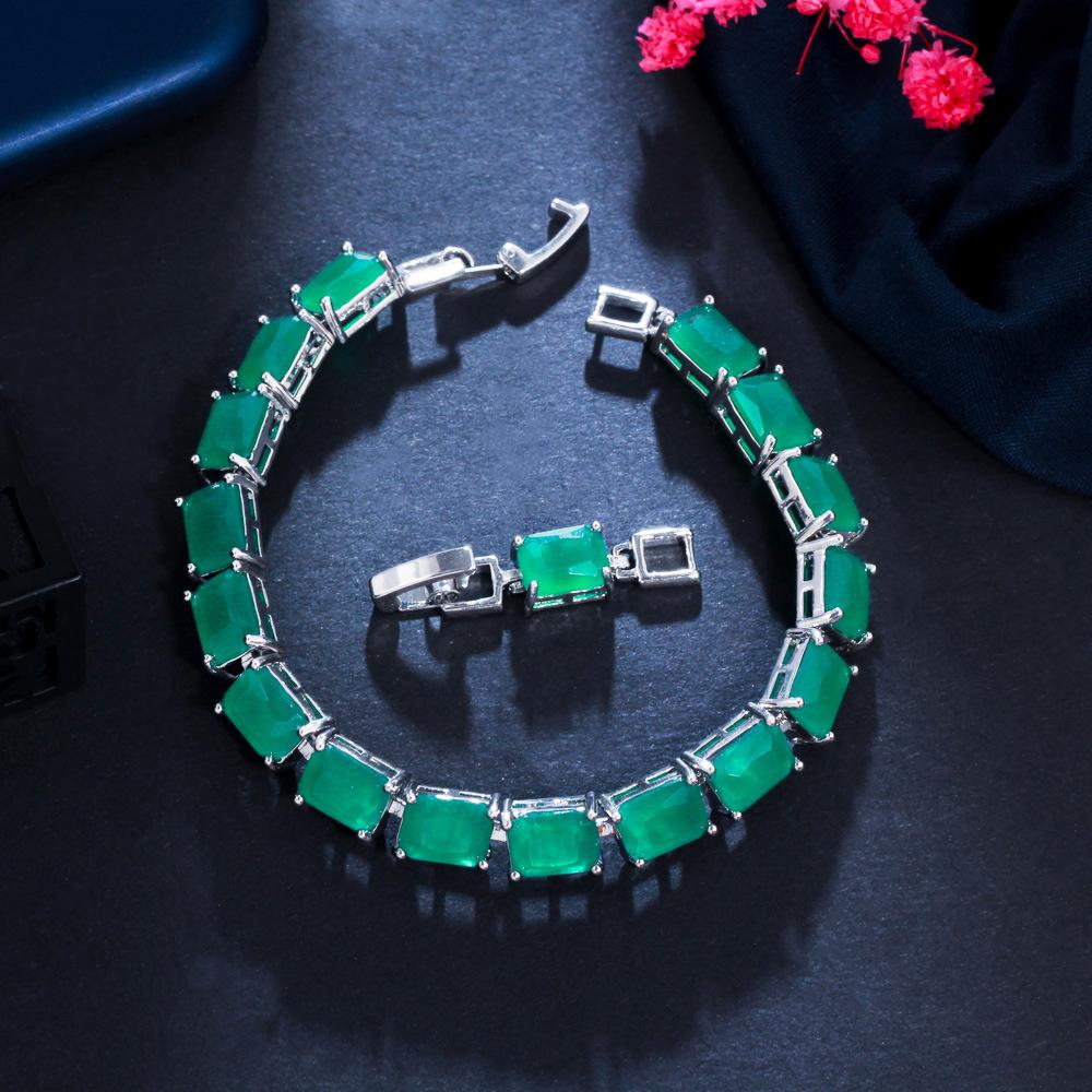 Rectangle Zircon Bracelet Multi-Color Optional Simple Gemstone Jewelry Women'S Gift