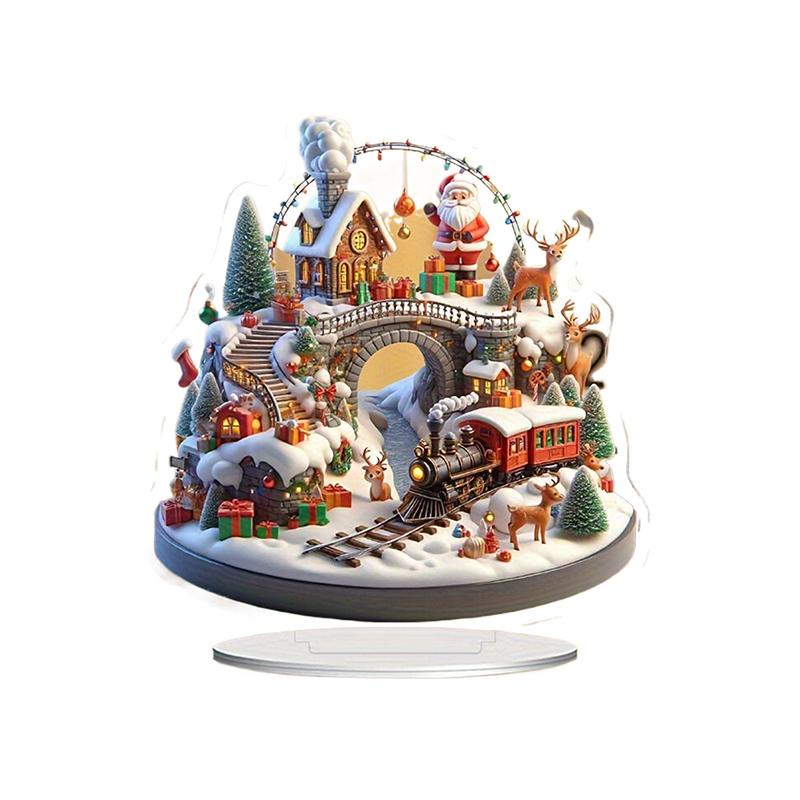 2D Flat Christmas Merry Carousel Christmas Scene Festival Decor Bedroom Office Desktop Ornaments Home Decoration Christmas Gifts
