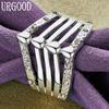 Anello Cinque Fili in Argento Sterling 925 con Zirconi AAA Gioielli di Moda