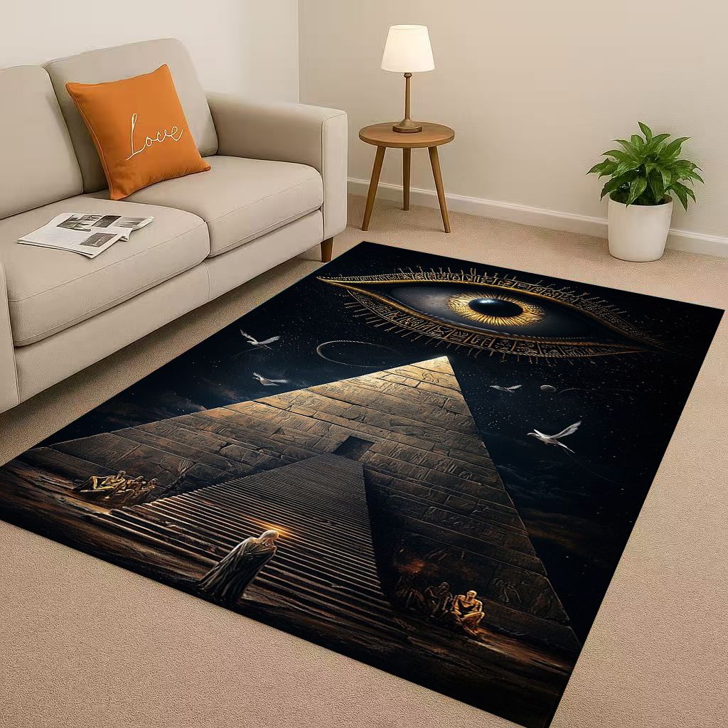Retro Ancient Egypt Pictographic Eye of Horus Living Room Non-Slip Area Rug Carpet for Bedroom Sofa ,Easy Clean Home Doormat