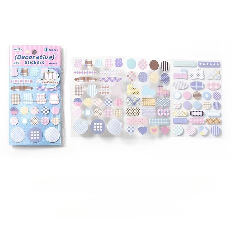 3sheet Simplicity Cute Sticker for M5 Size Scrapbook Note Plaid Butterfly Dot Style Journaling Sticker DIY Decor Decal Kid Gift
