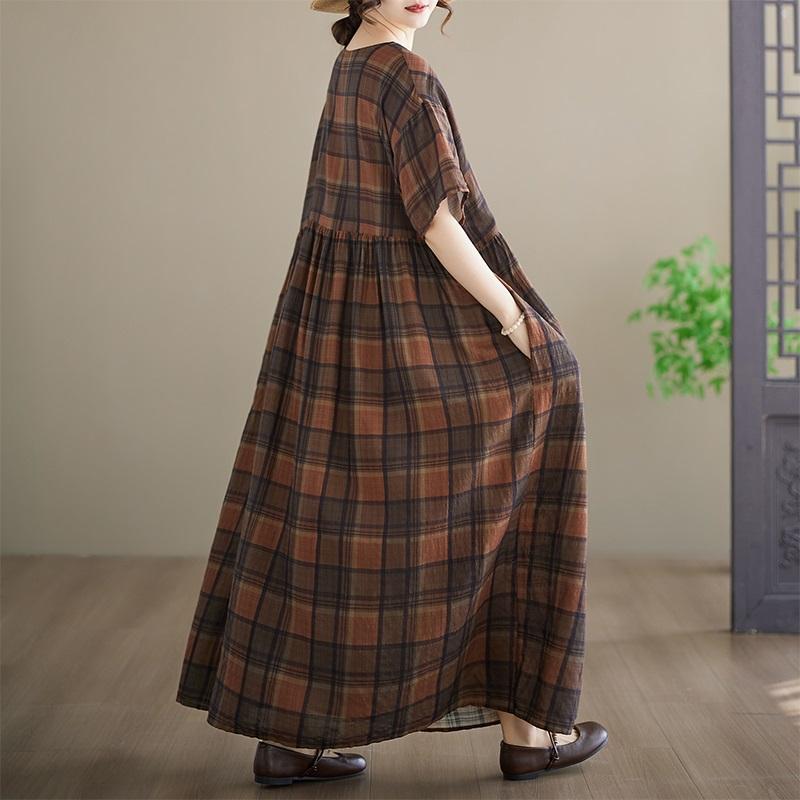 Short Sleeve Plus Size Vintage Floral New In Dresses for Women Casual Loose Maxi Long Summer Dress