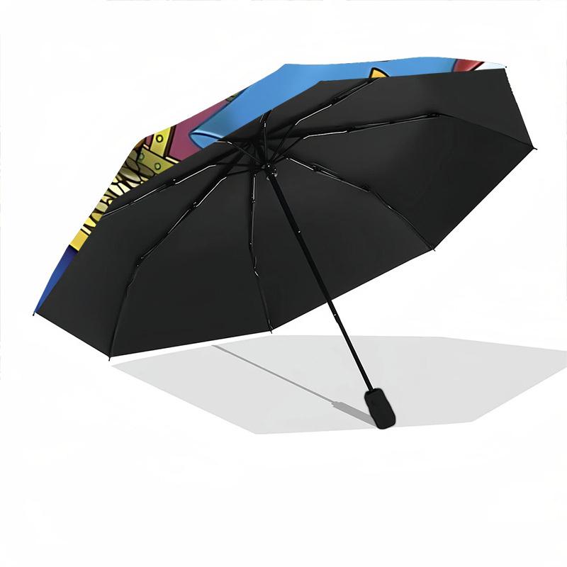 1pc Pippi Longstocking Automatic Folding Umbrella - Compact 8-Rib Design, Durable Plastic & Iron, Daily Use Z1230054