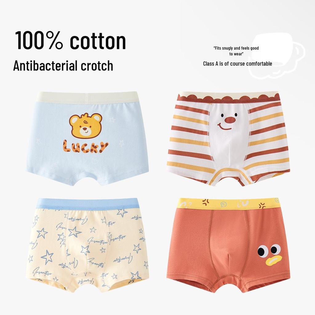 Boys' Pure Cotton Boxer Briefs, Ages 6-12, Comfortable Fit, No Pinching