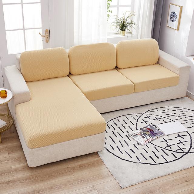 Jacquard Sofa Furniture Cushion Pad Cover Plain Color Furniture Couch Covers For Living Room Home Spandex Stretch Washable Removable Protector