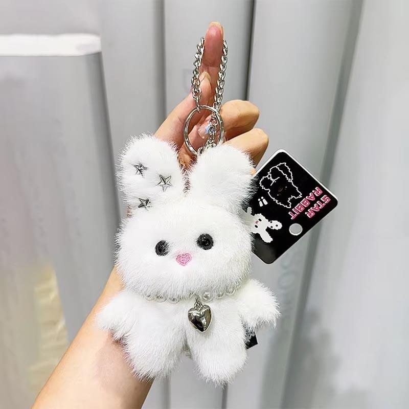 

Sweet Cool Star Rabbit Plush Keychain Korean Style Doll Charm Cute Kawaii Creative Gift For Girls Kids Birthday Present