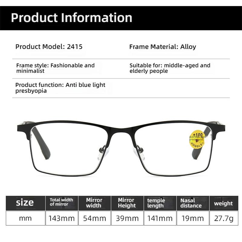 Vintage Anti Blue Light Prescription Glasses Male Business Metal Frame Square Eyewear Customization Lenses 1.56 1.61 1.67