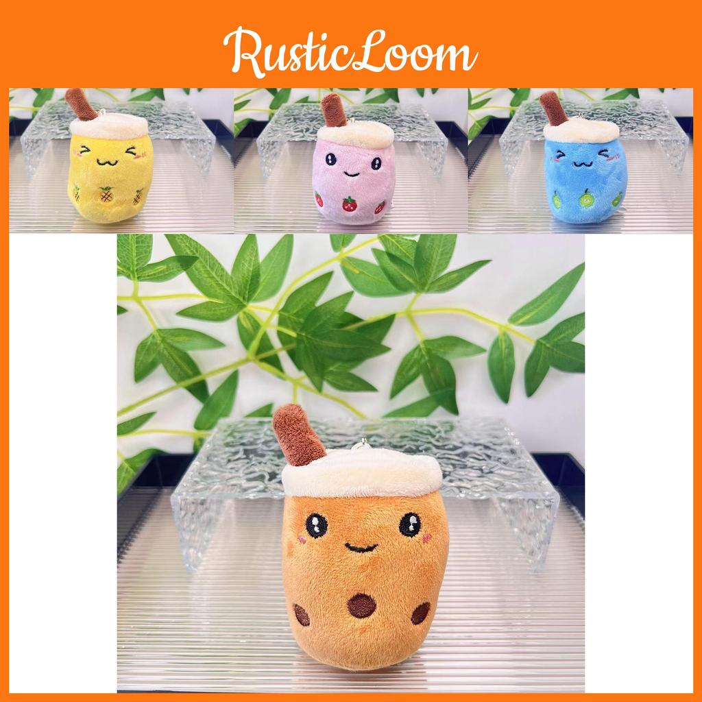 Adorable Cartoon Fruit Bubble Tea Cup Plush Keychain Soft And Cuddly Toy For All