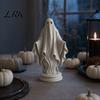 Flowing Hem Ghost Statue Gothic Statue, Resin White Figurine, Spooky Halloween Decoration with Style Home Accent Robe And Base for Mantel, Shelf,